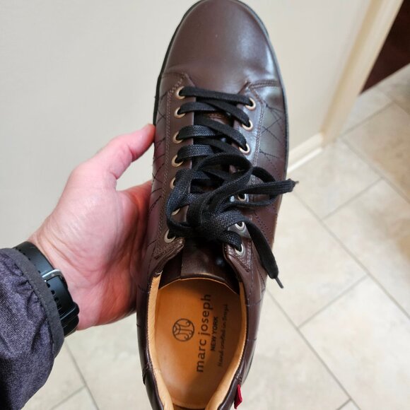 Marc Joseph Men's 'Akron St' Leather Dress Sneakers, Brown, Sz 12 (with box) - Picture 11 of 16